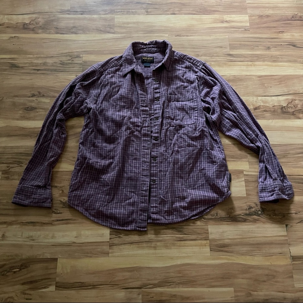 Woolrich purple plaid flannel shirt size L